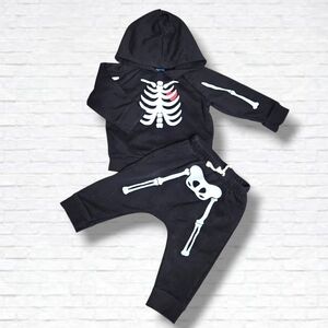 Old Navy Baby Skeleton Black 2 Piece Hoodie Sweatsuit Size 6-12 M